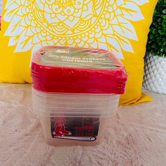 MRL Sports Boston Red Socks Logo 6pc Square Storage Containers 17.3 fl oz - Picture 3 of 5